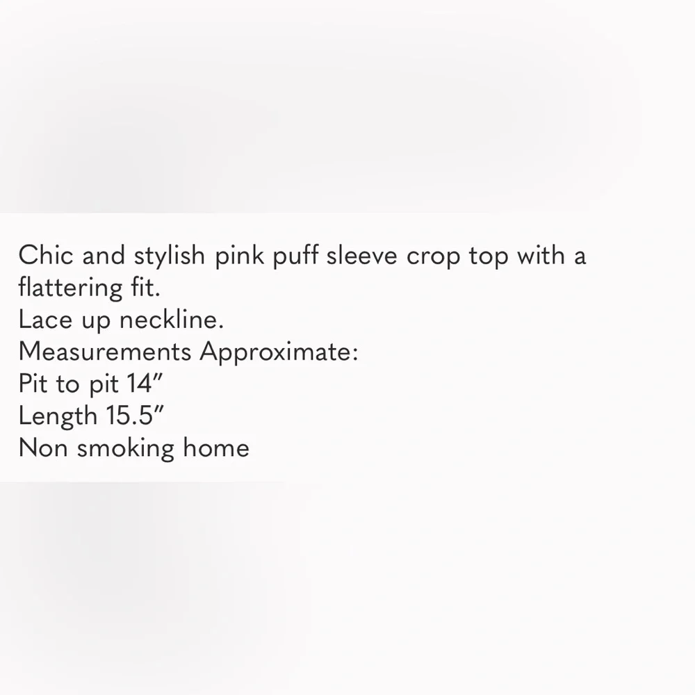 ASTR Blush Pink Puff Sleeve Crop Top Puff‎ Sleeve Smocked Poplin Blouse preppy S